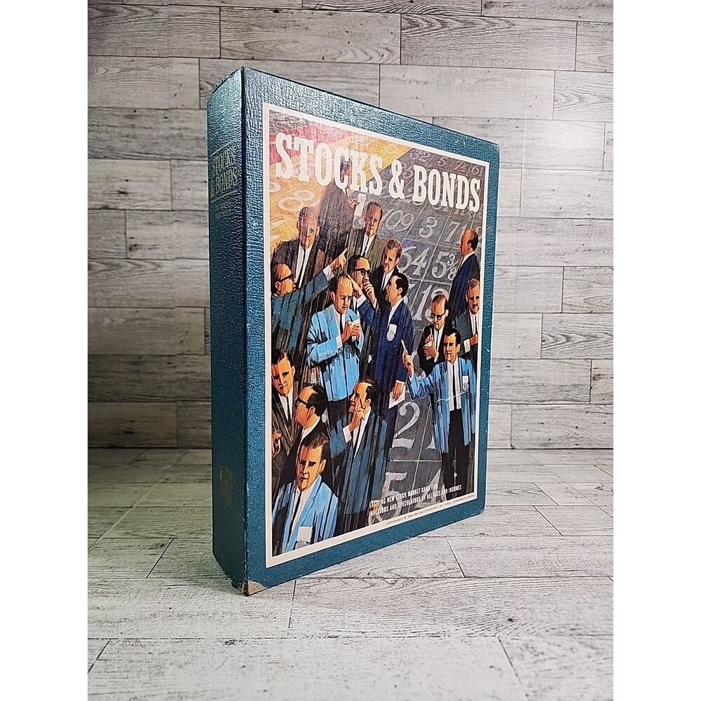 1964 Stocks and Bonds Bookshelf Board Game Vintage Investment Faux Book 3M USA